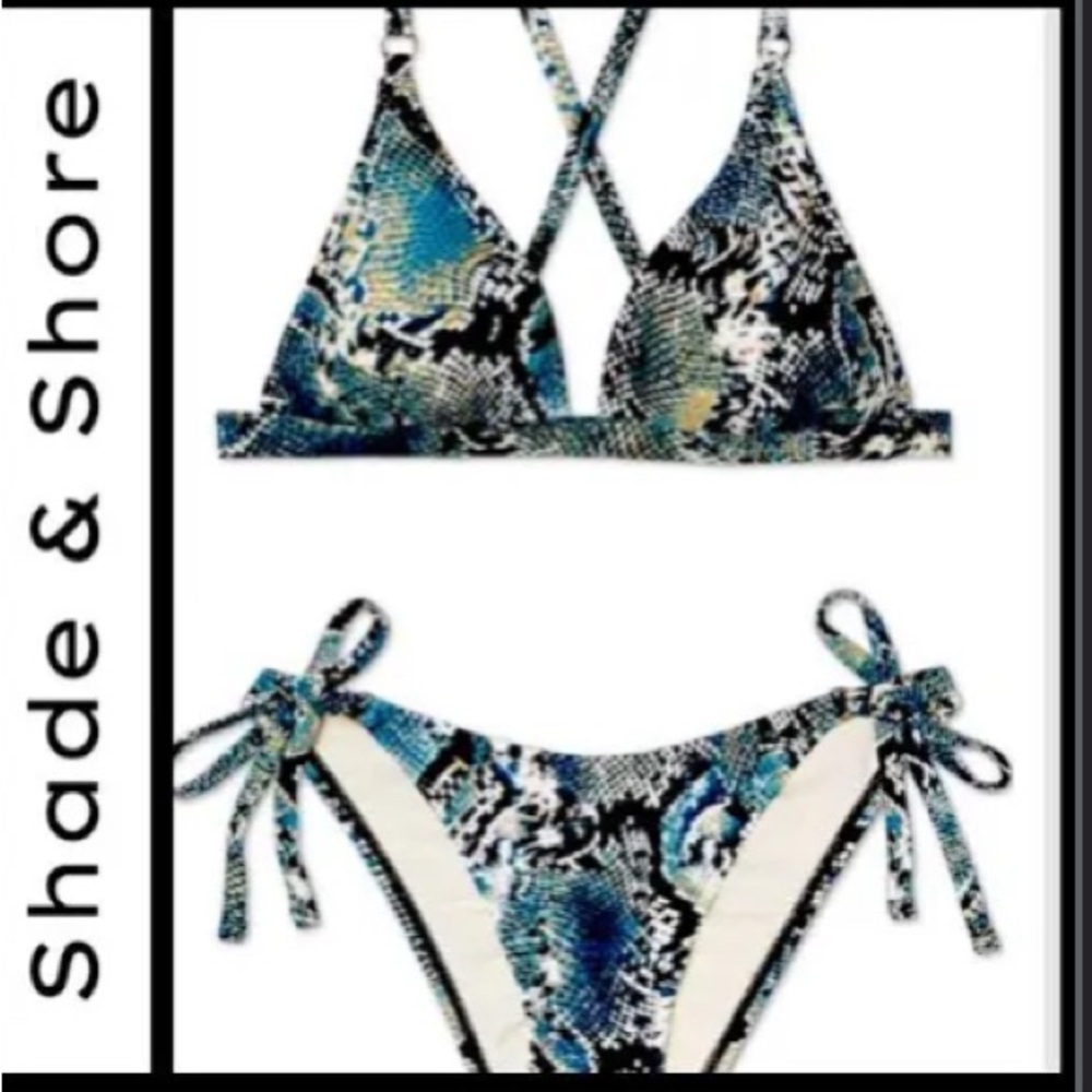 Shade & Shore Blue Snake Print Bikini Top